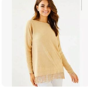 SOLD! EUC Lilly Pulitzer Glenda Fringe Tan Sweater, size L